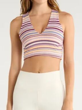 FP Movement by Free People Never Better Crop in Cranberry Stripe Combo